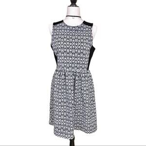 Madewell Black & White Dress Diamond Jacquard Sleeveless Knee Length